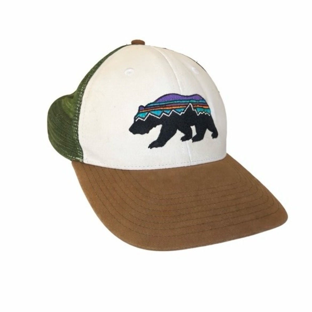 Patagonia Bear Trucker Hat - White, Green, Brown